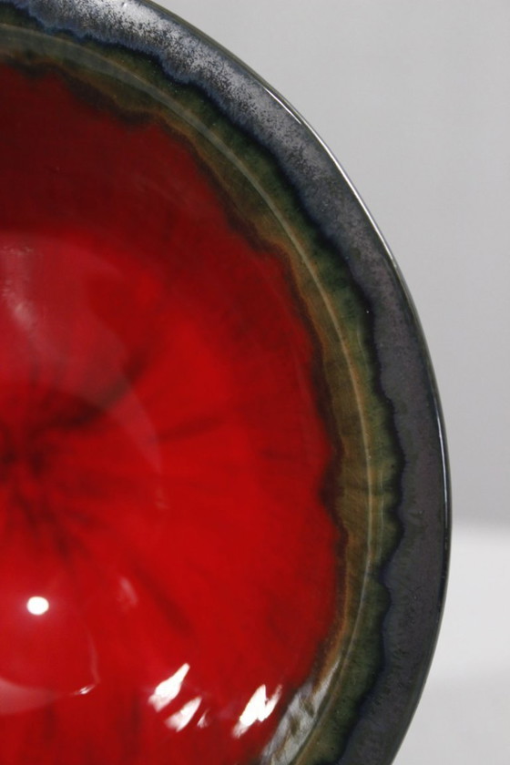 Image 1 of LIFAS Alice Sordet Bonifas - Cuenco de esmalte negro satinado y rojo brillante, años 50