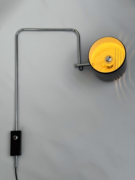 Image 1 of Anvia Herda Wandleuchte im Mid-Century-Stil aus Braun und Chrom