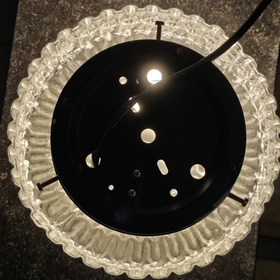 Image 1 of Plafonnier vintage en verre texturé | Lampe murale ou de plafond des années 1970