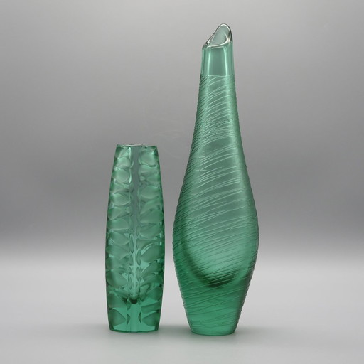 ŽBS Sklo Union Josefodol Železný Brod Vaclav Horacek & Miroslav Klinger Vase Duo