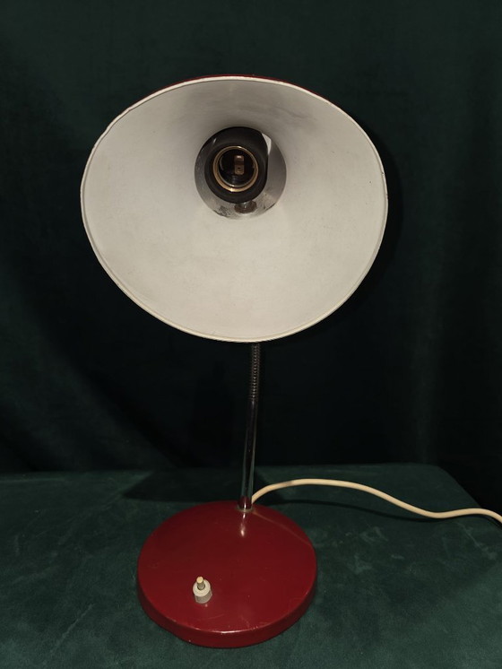Image 1 of Vintage rode bureaulamp – Industrieel design – Buigbare hals