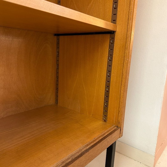 Image 1 of Tall glass display case from the 1960s with ribbed glass