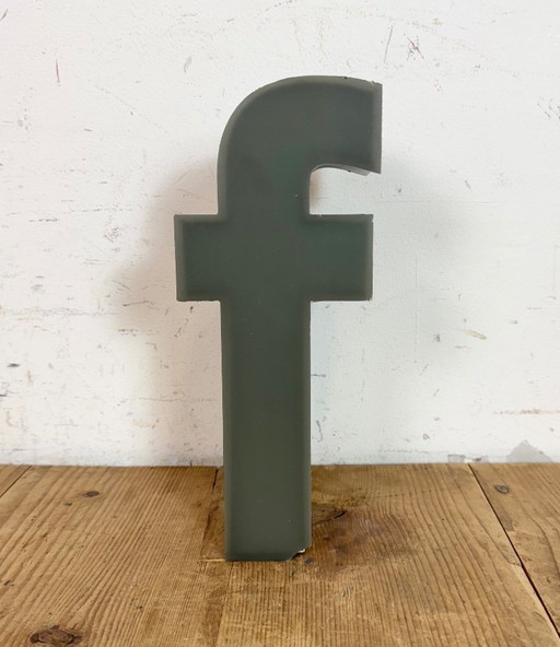 Vintage Grey Illuminated Letter F , 1970s