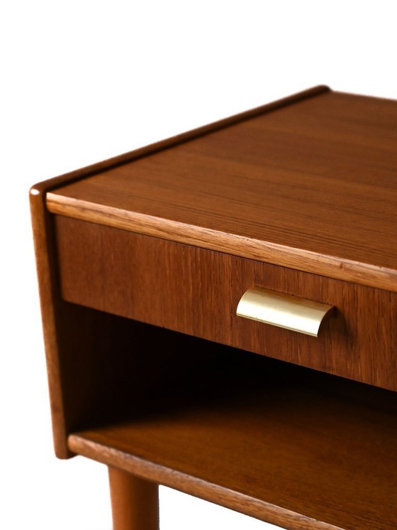 Image 1 of Pair of Vintage Scandinavian Nightstands with Brass Handles
