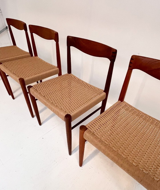 Image 1 of Gereviseerde Set Van 4 Papercord Stoelen Van H. Klein Voor Bramin, 1960's