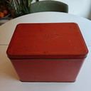 Boîte de rangement industrielle Agfa vintage – Métal orange brûlé