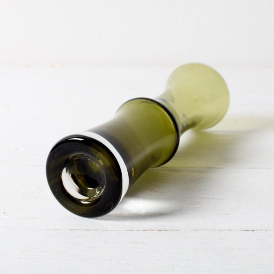 Image 1 of Vintage Small Olive Green Glass Vase - Tamara Aladin Riihimäen Lasi Finland 1960s