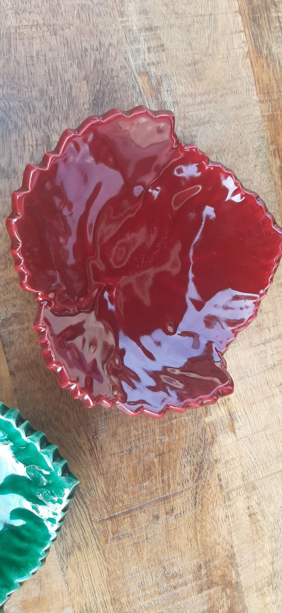 Vallauris Cerenne Tray. Leaf-shaped, 5 pieces, Bowls, Ceramic, Green (photo 14 of 15)