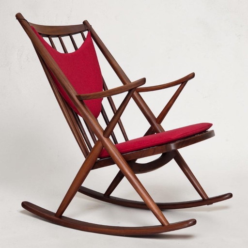 Dänischer Schaukelstuhl aus den 1960er Jahren von Frank Reenskaug, Modell 182, neu gepolstert.