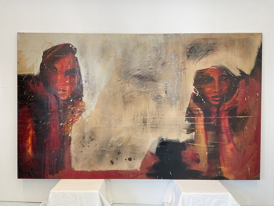 Olieverf Schilderij Van Robbert Kanado 150 X 250 Cm – Schilderijen & Tekeningen, Canvas, Wood (photo 3 of 5)