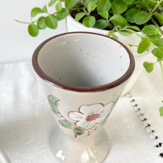5 Vintage Stoneware Mazagrans, Floral Pattern, Made in Korea, 1980 – Crockery (photo 6 of 10)