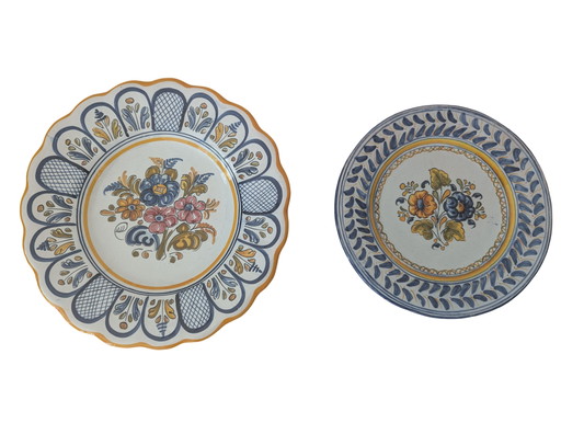 Vintage Spaanse Talavera Majolica keramische wandborden - Gesigneerd El Carmen & Carpicena - Set van 2 – Artisan