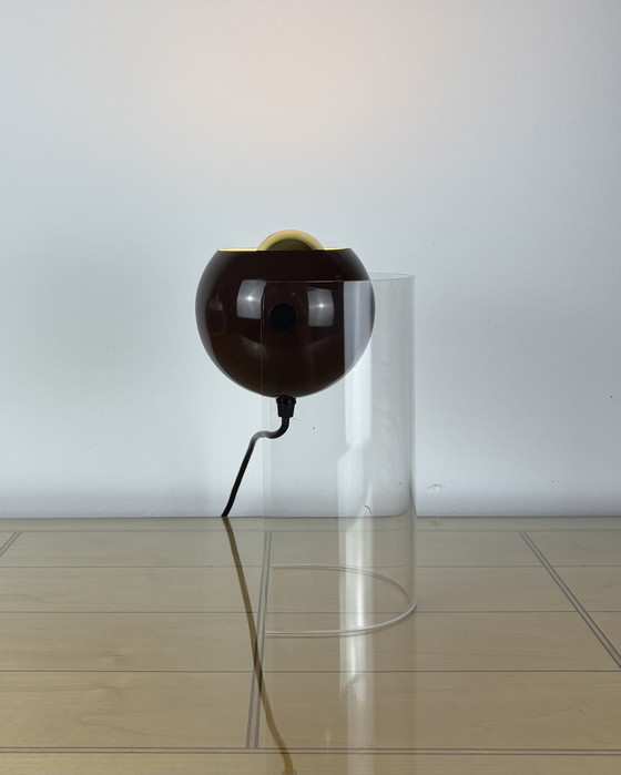 Image 1 of Vintage Eyeball Lamp 1970s Space Age Sputnik design 70s Brown Spot Light with Acrylic Stand Mid Century Modern Industrial Design