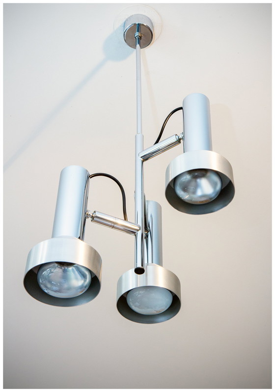 Image 1 of Design-Hängeleuchte space age 1970, 3 verstellbare verchromte Spots