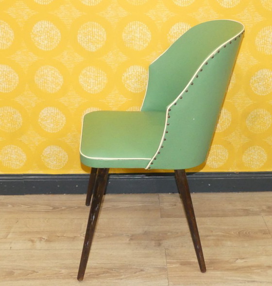 Image 1 of 50er Jahre Cocktailstuhl pastell grün rockabilly Klassiker Stuhl Holz Cocktailsessel Kunststoff retro vintage mid century fiftie
