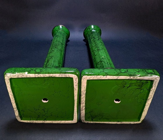 Een paar neoklassieke decoratieve zuilen in Hollywood Regency-stijl, 33x12 cm – Ceramic (photo 5 of 5)