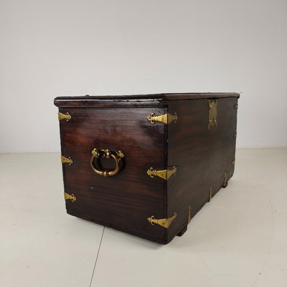 Image 1 of 18th-century Dutch VOC colonial chest with brass fittings