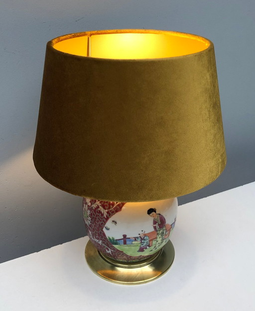 Lampe à poser - Laiton, Porcelaine