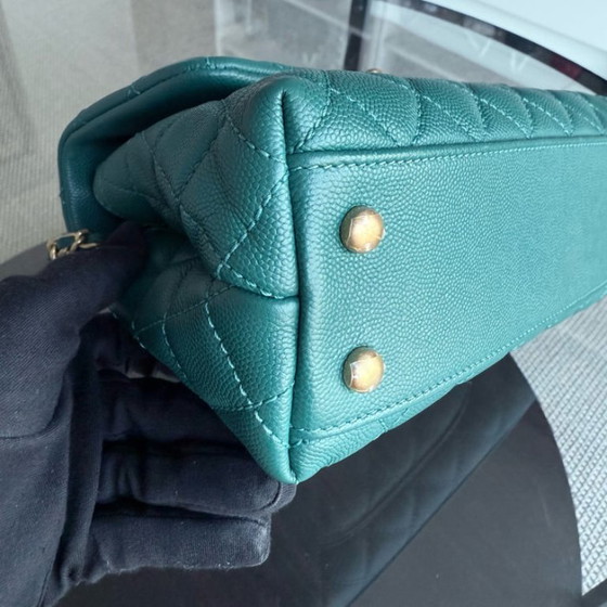 Image 1 of Chanel Coco Handle Small - Caviar Quilted Grained Calfskin Green Gold Hardware Series 27