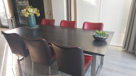 Designer dining chairs in Duoleer leather by Bert Plantagie in very good condition – Metal (photo 3 of 6)