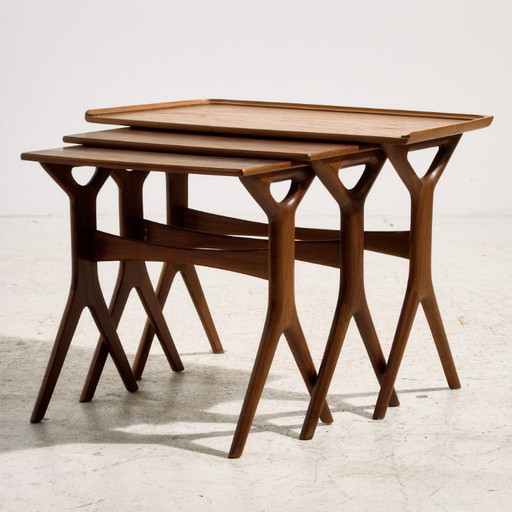 MK11124 Teak Bijzettafels van Johannes Andersen voor CFC Silkeborg, Set van 3