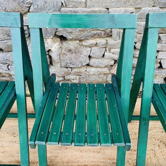 Image 1 of Set di 4 sedie pieghevoli verdi