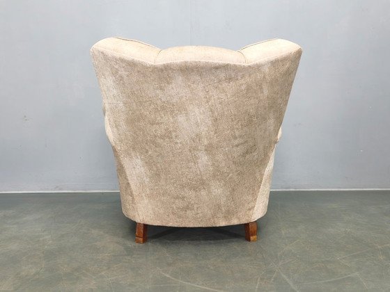 Image 1 of Fauteuil lounge sculptural en velours italien des années 1950