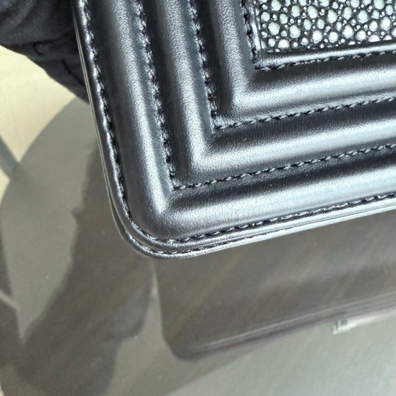 Image 1 of Chanel Boy Small - Small Galuchat Stingray Black Ruthenium Silver Hardware Series 18