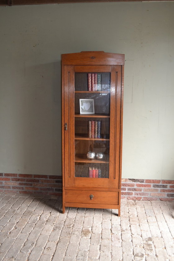 Image 1 of Antique oak wood Art Deco display case, bookcase.