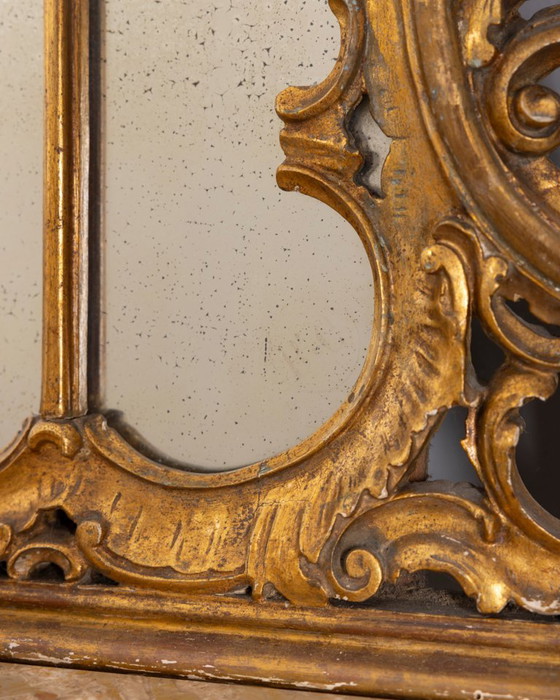 Antique classic style console table in wood decorated with mirror from the late 19th century, Gold (photo 15 of 21)
