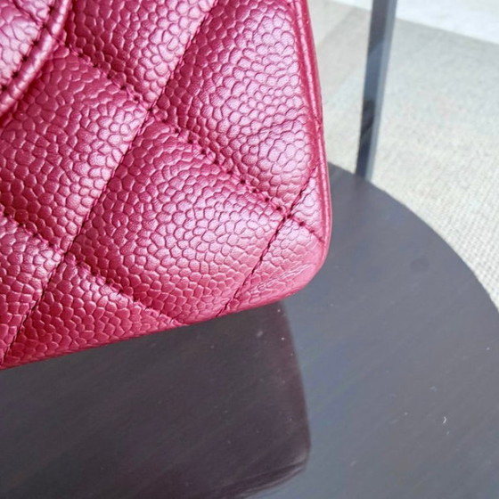 Image 1 of Borsa Chanel Classic Flap Jumbo - Caviar 30CM Single Flap Trapuntata Borgogna Rosso Scuro Finiture Oro Serie 13