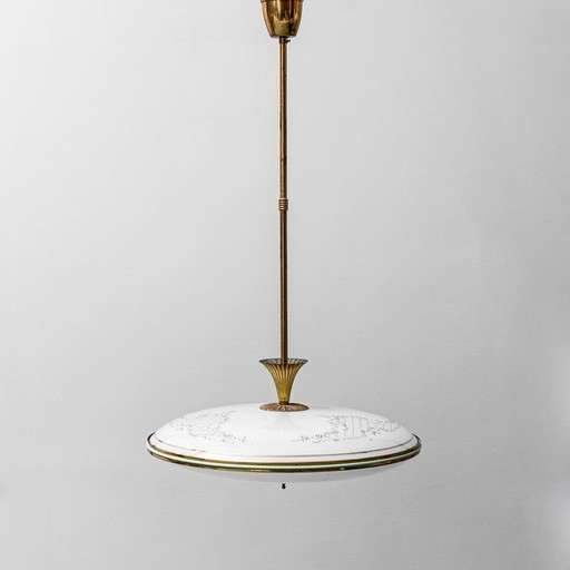 VINTAGE 1950S CIRCULAR SUSPENSION CHANDELIER