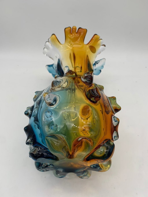 Murano-Vase, Seguso 1980 A. del Borgo zugeschrieben, hergestellt in Italien, Rostrato