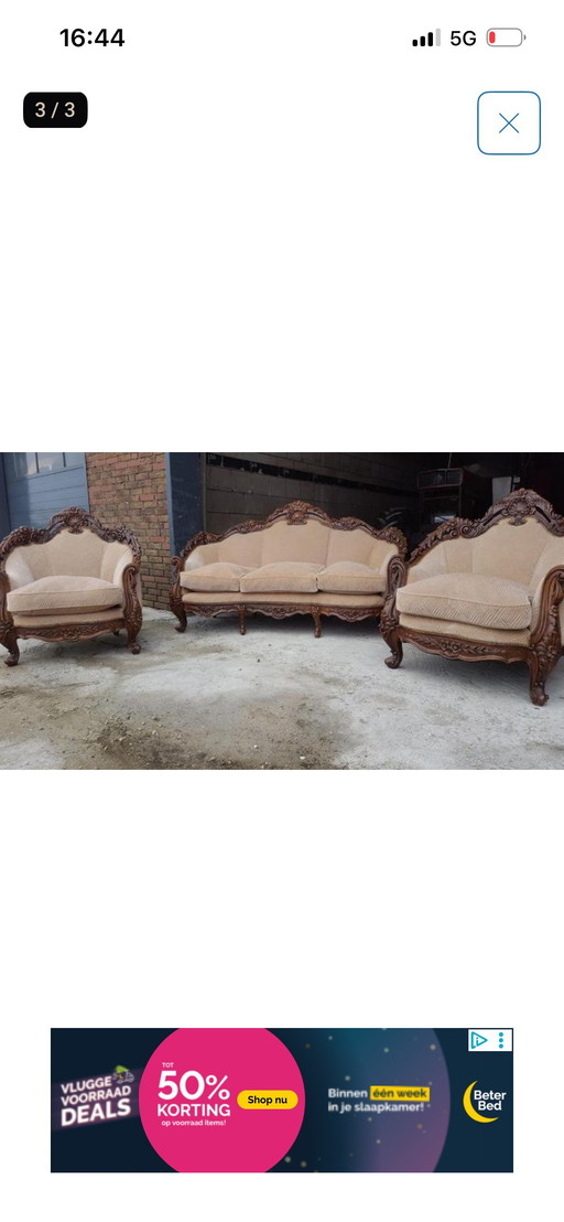 Barok bank met fauteuils