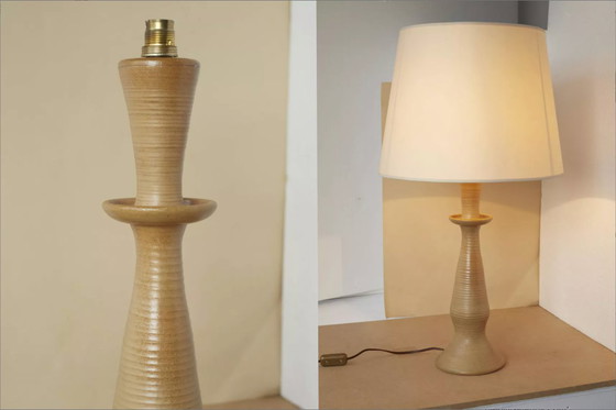 Image 1 of Grote lampvoet van keramiek/steengoed, gesigneerd Drillon, vintage jaren 1950/60.