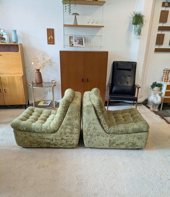 Vintage, Retro set di 2 divani modulari lounge. – Velluto (photo 10 of 13)