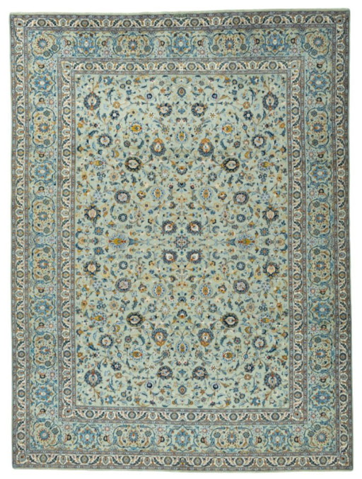 Tapis persan - Kashan liège 415 x 310 cm en vert pistache