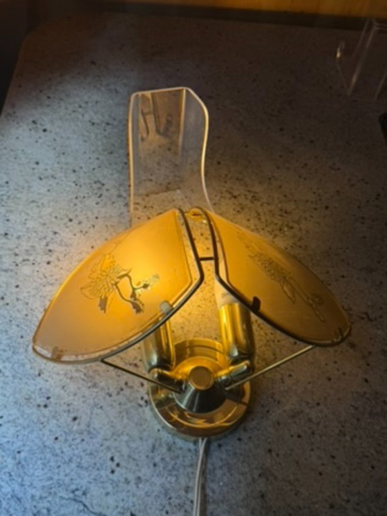 Wall Sconce, Art Deco Etched Panel Design, Brass Mount – Wall lights, Glass (photo 14 of 15)