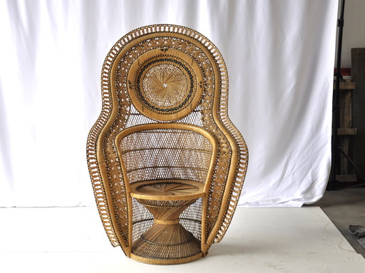  Vintage Peacock Rattan Chair