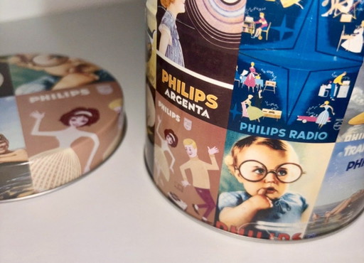 Set of 5 Old Dutch Vintage Tins – Incl. Efteling, Ot & Sien & Philips – decoratieve objecten, Metal (photo 2 of 11)
