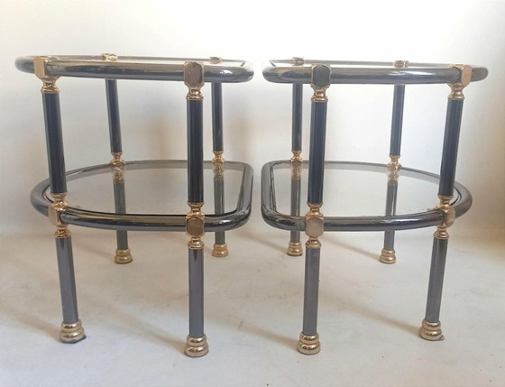 Image 1 of Coppia di tavolini semicircolari, anni '70, altezza 45,5 cm