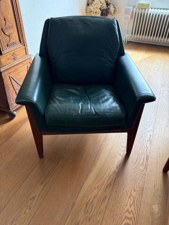 Zeldzame Mid-Century Set: 4x Bovenkamp Lounge Chairs (Groen Leer) + Bijpassende Tafel - Jaren '60 (Gemerkt) (photo 6 of 18)