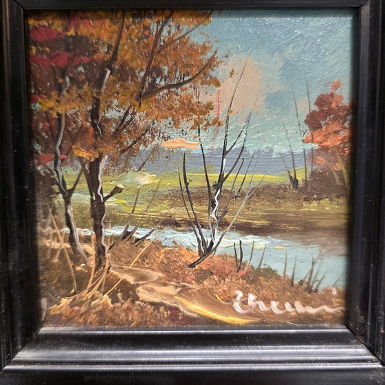 Image 1 of Paintings on board of summer and autumn, 20th century
