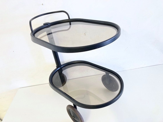 Image 1 of Alessi Emsta serveerwagen, ontwerp van Enzo Mari, postmodernistische Memphis-periode uit de jaren 80