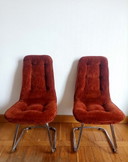 2x Chaises Gastone Rinaldi Velours Et Chrome 1970
