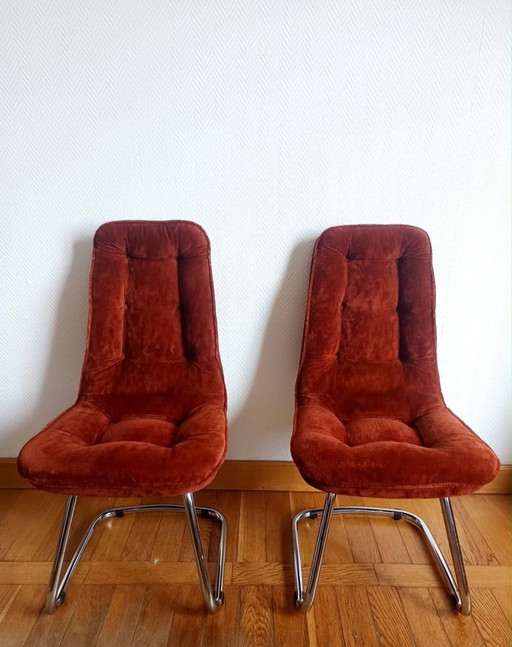 2 sillas Gastone Rinaldi de terciopelo y cromo, 1970 – eetkamerstoelen, Velvet (photo 2 of 15)