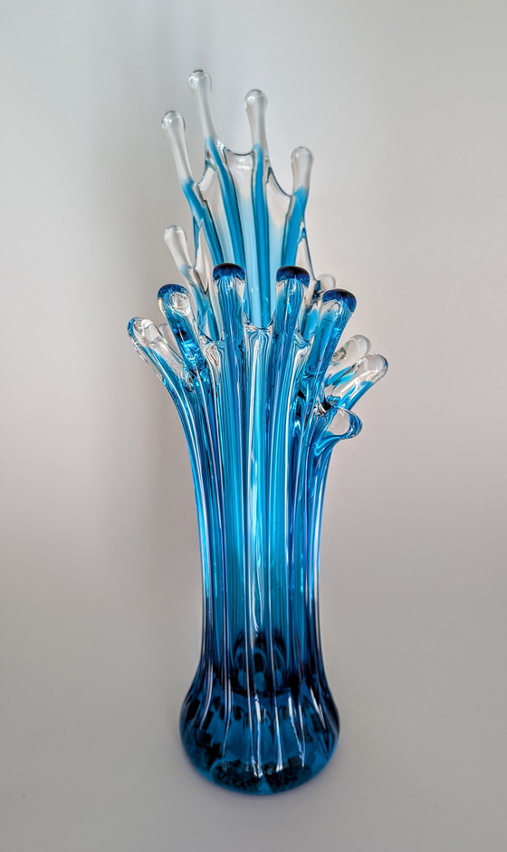 Image 1 of Sculptural Murano Glass Vase in Blue – 45 cm Italian Design