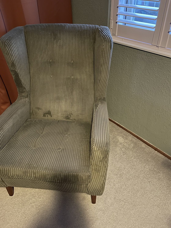 Image 1 of Poltrona Artifort - Tessuto a coste verde scuro.