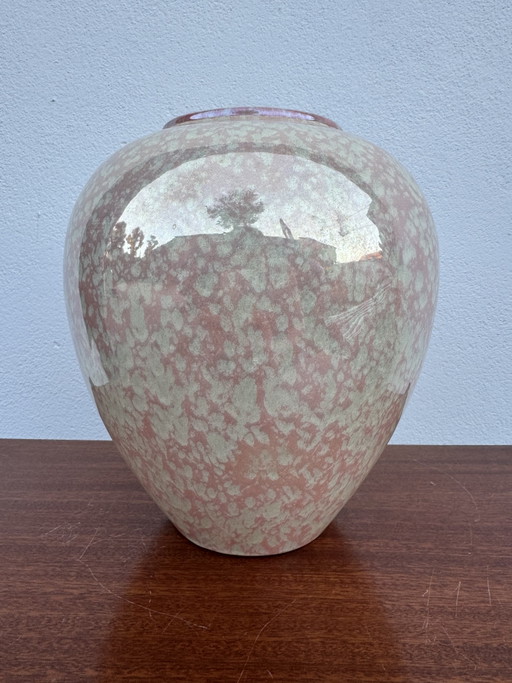 Iridescent Charolles Faience Ball Vase 80s