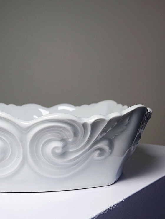 Image 1 of Vintage Limoges celadon porcelain square bowl/salad bowl from the 1950s-1970s